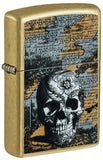 Floral Skull Design Street Brass Zippo Lighter