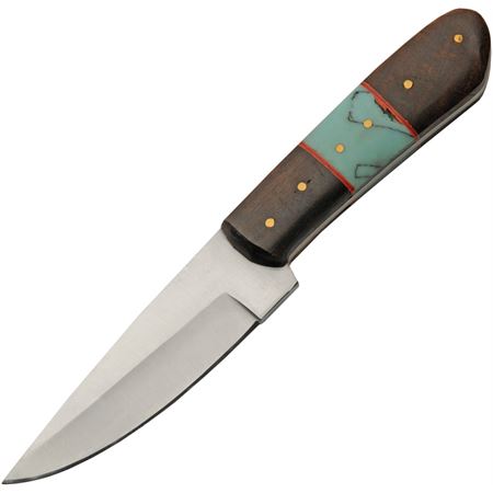 Wood & Turquoise Hunter Knife with Sheath SKU 203459