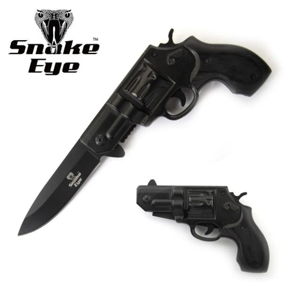 Snake Eye Tactical Black Revolver Gun Knife SKU SE-5109BK
