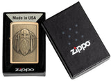 Zippo Odin Emblem Brushed Brass Windproof Lighter
