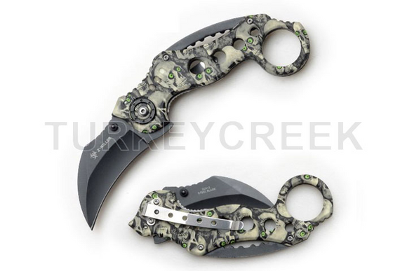 Z Killer Karambit Skull Spring Assist Knife SKU SE-952GYSC