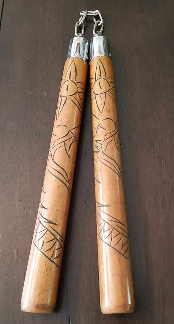 Natural Round Wood Handle Nunchakus SKU NC-5