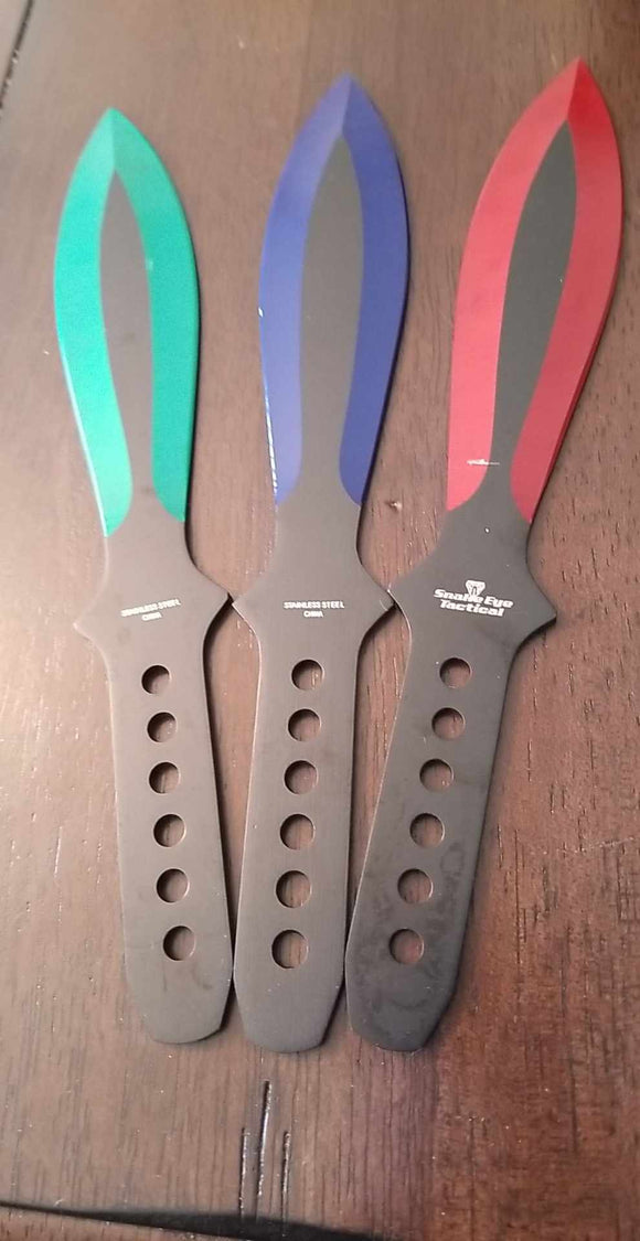 Snake Eye 3 Piece Throwing Knife Set SKU SE-1146-3RGB