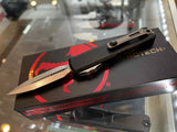 Microtech UTX-85 Gen III OTF Knife Double Edge Stonewash M390 Stainless-Steel Blade/Black Aluminum Handle SKU 1232-10