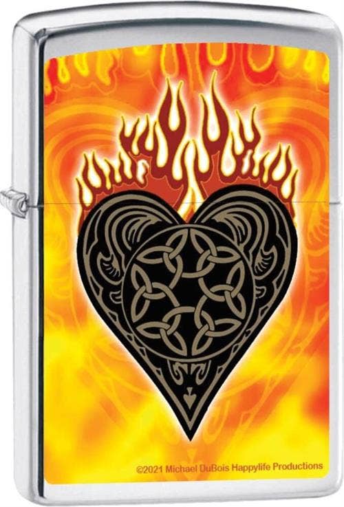 Celtic Flaming Heart - Street Chrome Zippo Lighter