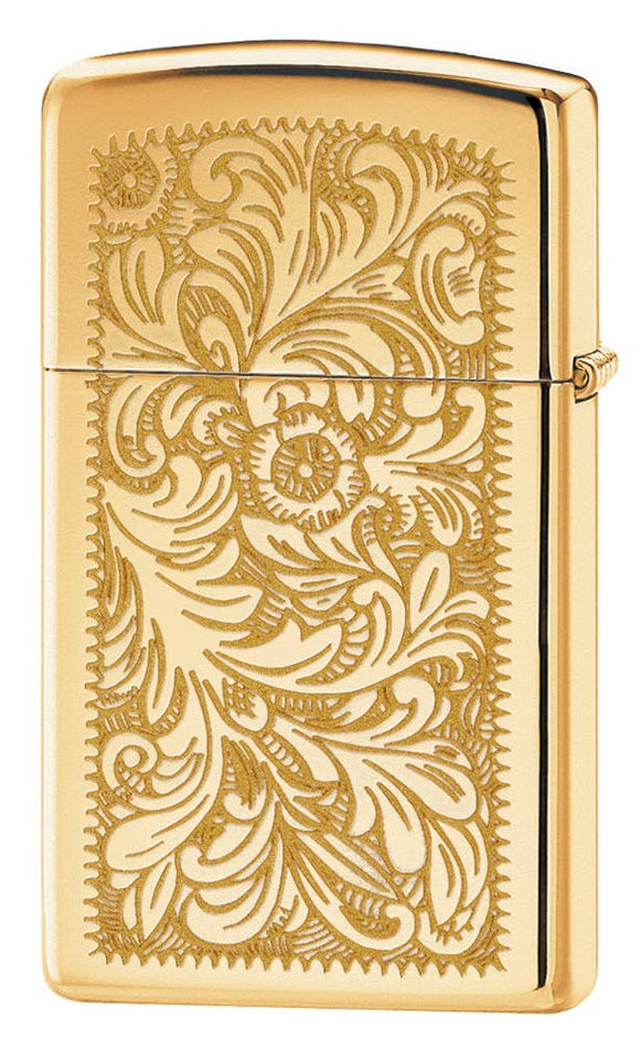 Zippo 1652 Slim Brass Venetian Lighter SKU 1652B-000031