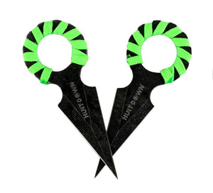 Hunt-Down Stone Washed Pusher Knives with Neon Green Handle Wraps 2-Piece 4" SKU 9577