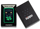 Feline Lucky Design Grass Green Matte Zippo Lighter