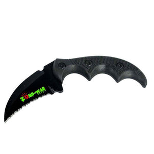 Zomb-War Boot Skinner Knife w/Sheath Black Serrated Steel Blade/Black Handle SKU 8172
