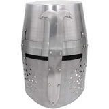 Crusader Helmet Silver Wearable Padded 18-gauge Carbon Steel w/Stand SKU TC-2204SL