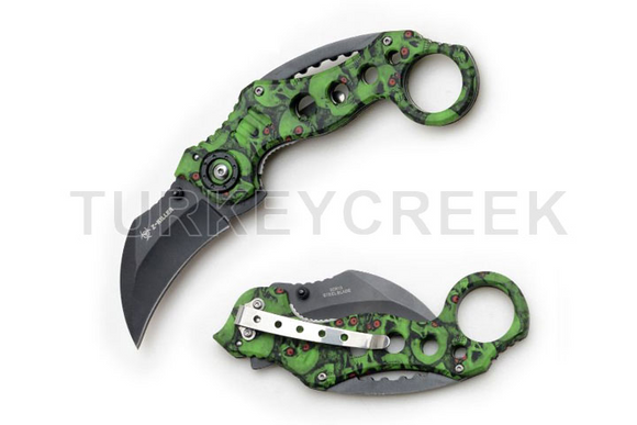 Z Killer Karambit Skull Spring Assist Knife SKU SE-952GNSC