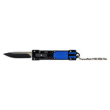Mini OTF Keychain Knife Two Tone 440C Blade/Black & Blue Aluminum Handle SKU SE-1337BL