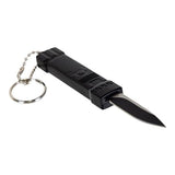 Mini OTF Keychain Knife Two Tone 440C Blade/Black & Blue Aluminum Handle SKU SE-1337BL