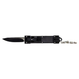 Mini OTF Keychain Knife Two Tone 3Cr13 Stainless-Steel Blade/Black Aluminum Handle SKU SE-1337BK
