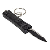 Mini OTF Keychain Knife Two Tone 3Cr13 Stainless-Steel Blade/Black Aluminum Handle SKU SE-1337BK