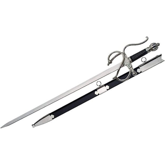 Medieval Warrior Middle Ages El Cid Rapier Sword w/Scabbard Stainless-Steel Blade/Wire Wrap Leather Handle 38