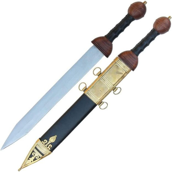Medieval Warrior Roman Horatius Officer Gladius Sword w/Scabbard Stainless-Steel Blade/Wood Handle Pommel and Guard 31.5