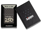 Zippo America250 Stars Design High Polish Black Lighter