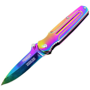 Defender-Xtreme Spring Assist Rainbow Folding Knife SKU 8138