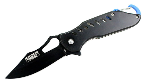 Defender-Xtreme Spring Assist Folding Knife Carabiner Clip SKU 9270
