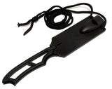 Defender 6.5" Full Tang Hunting Knife w/Sheath & Whistle Black Stainless-Steel/Black Plastic Handle SKU 1793-BK