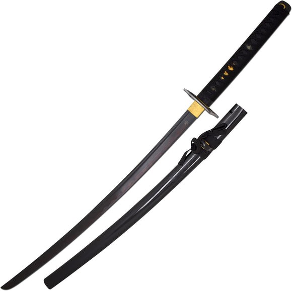 Snake Eye Warrior Handmade Samurai Katana Sword High Carbon Black Blade w/Dragon Tsuba & Display Stand SKU SE-906-9