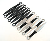 12 Piece Throwing Knife Set w/Carrying Case 6" Overall Black & Silver Stainless-Steel Cord Wrapped Handles SKU 6232