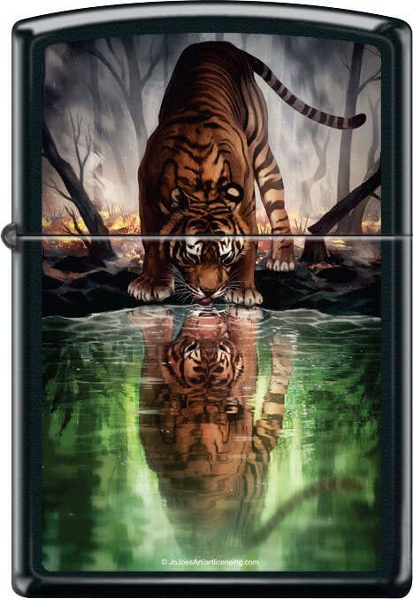 The World I Used To Know Tiger Black Matte Zippo Lighter