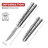 Butterfly Knife Silver Dragon Stainless Steel Blade & Handle SKU 233SL