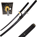 Snake Eye Warrior Handmade Samurai Katana Sword High Carbon Black Blade w/Dragon Tsuba & Display Stand SKU SE-906-9