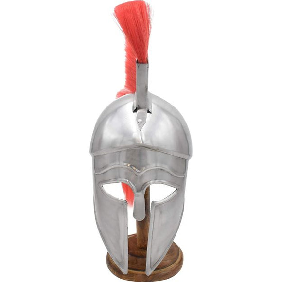 Medieval Warrior Corinthian Helmet w/Red Plume Wearable 18-Gauge Steel w/Stand SKU HL-80632A
