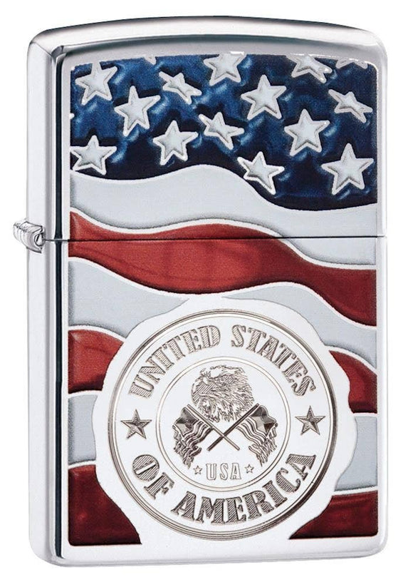 Zippo 250 American Stamp on Flag Lighter SKU 29395-000003