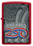 Zippo America250 Stars and Stripes Candy Apple Red Lighter
