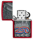 Zippo America250 Stars and Stripes Candy Apple Red Lighter