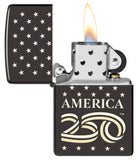 Zippo America250 Stars Design High Polish Black Lighter