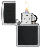 Zippo Black Leather Emblem Street Chrome Windproof Lighter