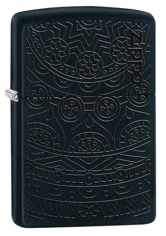 Zippo Black Tone On Tone Design Lighter SKU 29989-000003