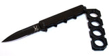 The Bone Edge Spring Assist Finger Guard Handle Folding Knife Black Half Serr. Steel Blade/Black Steel Handle SKU 6800