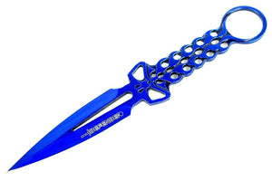 Defender Throwing Knife 8" Blue Carbon Steel Skull Design w/Sheath SKU 8210