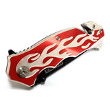 Defender-Xtreme Spring Assist Flame Design Folding Knife SKU 7970
