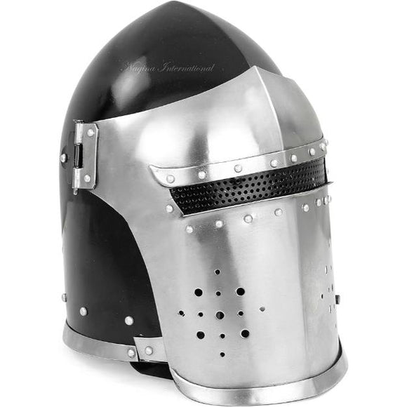 Medieval Barbuta Role Play Knight Helmet Wearable Padded w/Stand SKU BARBUTA