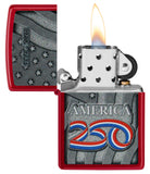 Zippo America250 Stars and Stripes Candy Apple Red Lighter