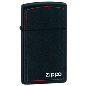 Zippo Logo Black Matte Slim with Border 1618ZB SKU 850085
