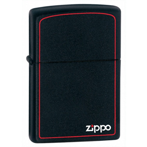 Zippo Logo Black Matte with Red Border 218ZB SKU 850098