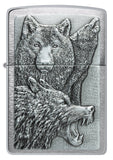 Zippo Wolf Pack Emblem Brushed Chrome Windproof Lighter