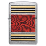 Zippo Woodgrain Design Brushed Chrome Windproof Lighter