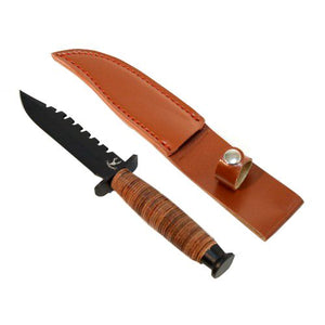 Heavy Duty Hunting Knife 9" Overall Drop Point Serrated w/Sheath SKU 6172