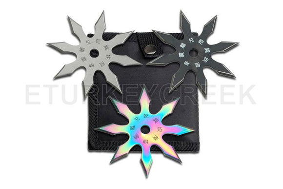 Stainless Steel 8 Point Assorted Ninja Throwing Star Set SKU 90-21-3C