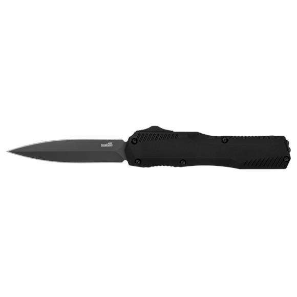 Kershaw Livewire MagnaCut Auto OTF Knife Black Double Edge CPM-MagnaCut Stainless Steel Blade/Black Alum. Handle SKU 9000DE/KS9000DE