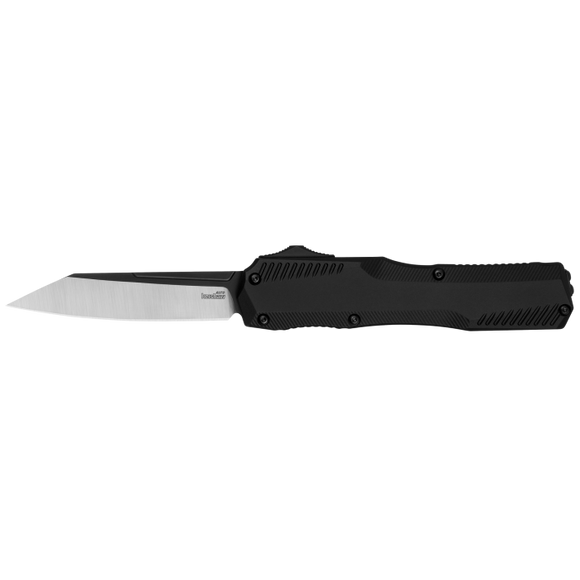 Kershaw Livewire Reverse Tanto OTF Auto Knife Black PVD Coating with Satin Grind CPM MagnaCut Steel Blade/Black 6061-T6 Alum. Handle SKU 9000R